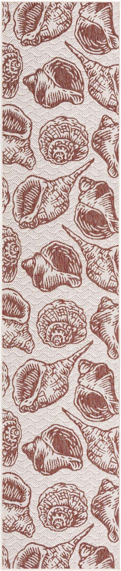 Ivory Red 2' 7 x 12' Outdoor Coastal Runner Area Rug Weather Resistant for Patio, Deck, Terrace, Balcony, Porch 100% Polypropylene Coastal Decor Carpet for Sale at Rug Engine
