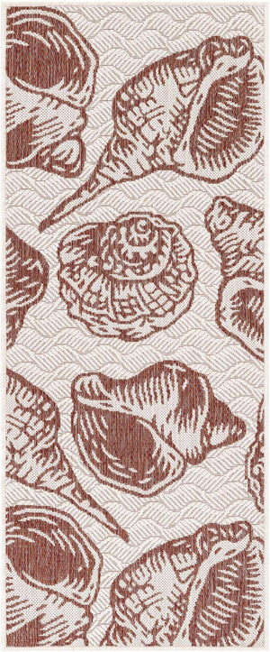 Ivory Red 2' x 5' 3 Outdoor Coastal Runner Area Rug Weather Resistant for Patio, Deck, Terrace, Balcony, Porch 100% Polypropylene Coastal Decor Carpet for Sale at Rug Engine