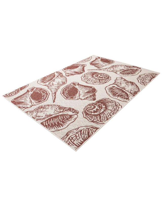 Ivory Red 5' 3 x 8' Outdoor Coastal Rectangle Area Rug Weather Resistant for Patio, Deck, Terrace, Balcony, Porch 100% Polypropylene Coastal Decor Carpet for Sale at Rug Engine