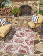 Ivory Red 7' 10 x 10' Outdoor Coastal Rectangle Area Rug Weather Resistant for Patio, Deck, Terrace, Balcony, Porch 100% Polypropylene Coastal Decor Carpet for Sale at Rug Engine