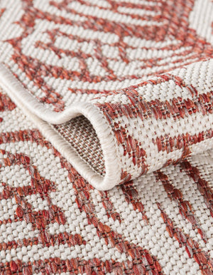Ivory Rust Red 2' x 3' 1 Outdoor Coastal Rectangle Area Rug Weather Resistant for Patio, Deck, Terrace, Balcony, Porch 100% Polypropylene Coastal Decor Carpet for Sale at Rug Engine