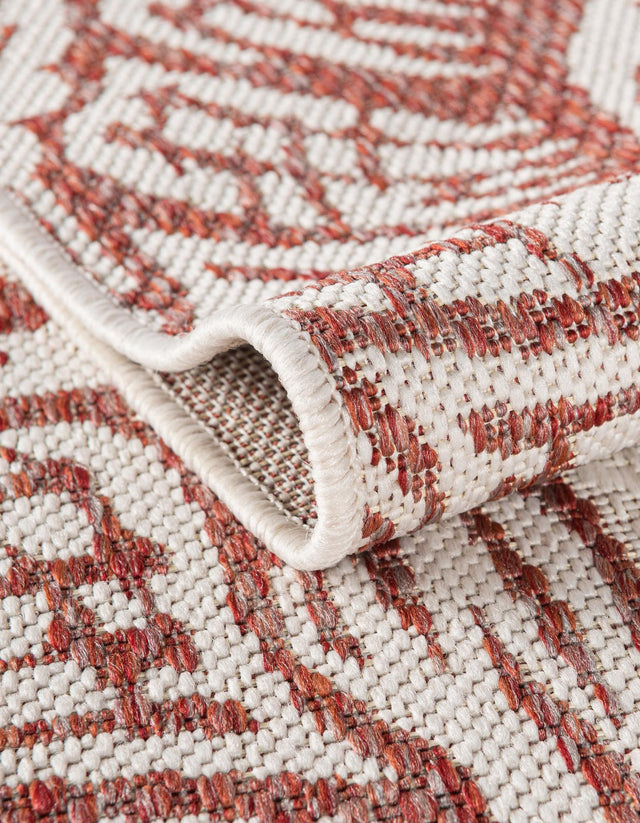 Ivory Rust Red 4' 1 x 6' 1 Outdoor Coastal Rectangle Area Rug Weather Resistant for Patio, Deck, Terrace, Balcony, Porch 100% Polypropylene Coastal Decor Carpet for Sale at Rug Engine