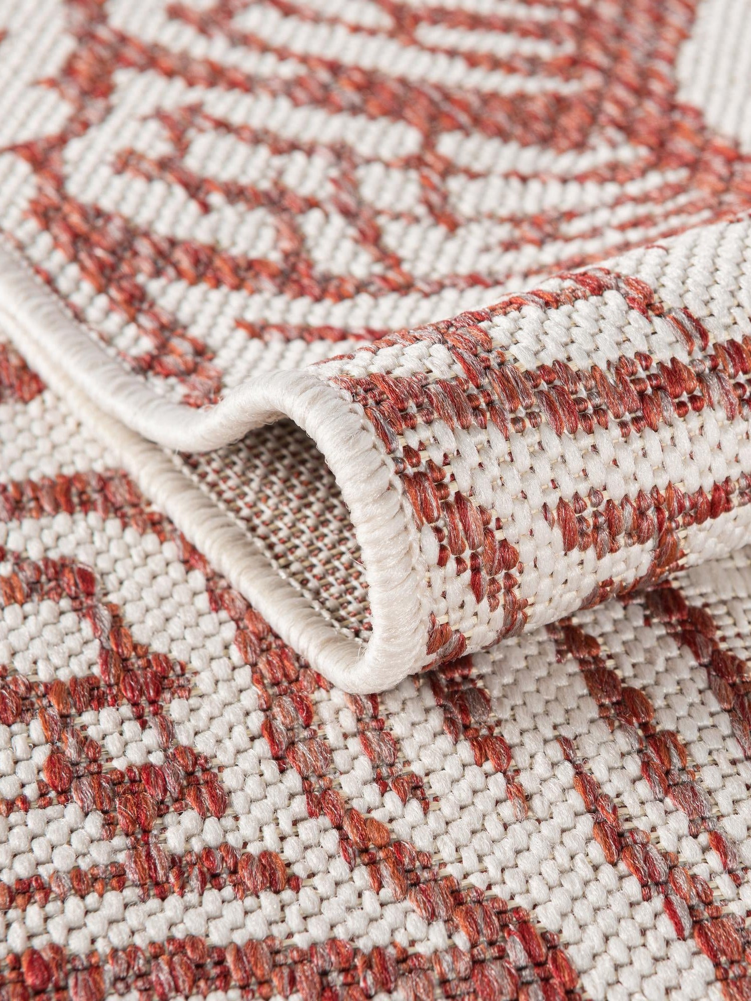 Ivory Rust Red 10' x 14' 1 Outdoor Coastal Rectangle Area Rug Weather Resistant for Patio, Deck, Terrace, Balcony, Porch 100% Polypropylene Coastal Decor Carpet for Sale at Rug Engine