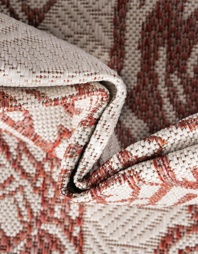 Ivory Rust Red 5' 3 x 7' 1 Outdoor Coastal Rectangle Area Rug Weather Resistant for Patio, Deck, Terrace, Balcony, Porch 100% Polypropylene Coastal Decor Carpet for Sale at Rug Engine