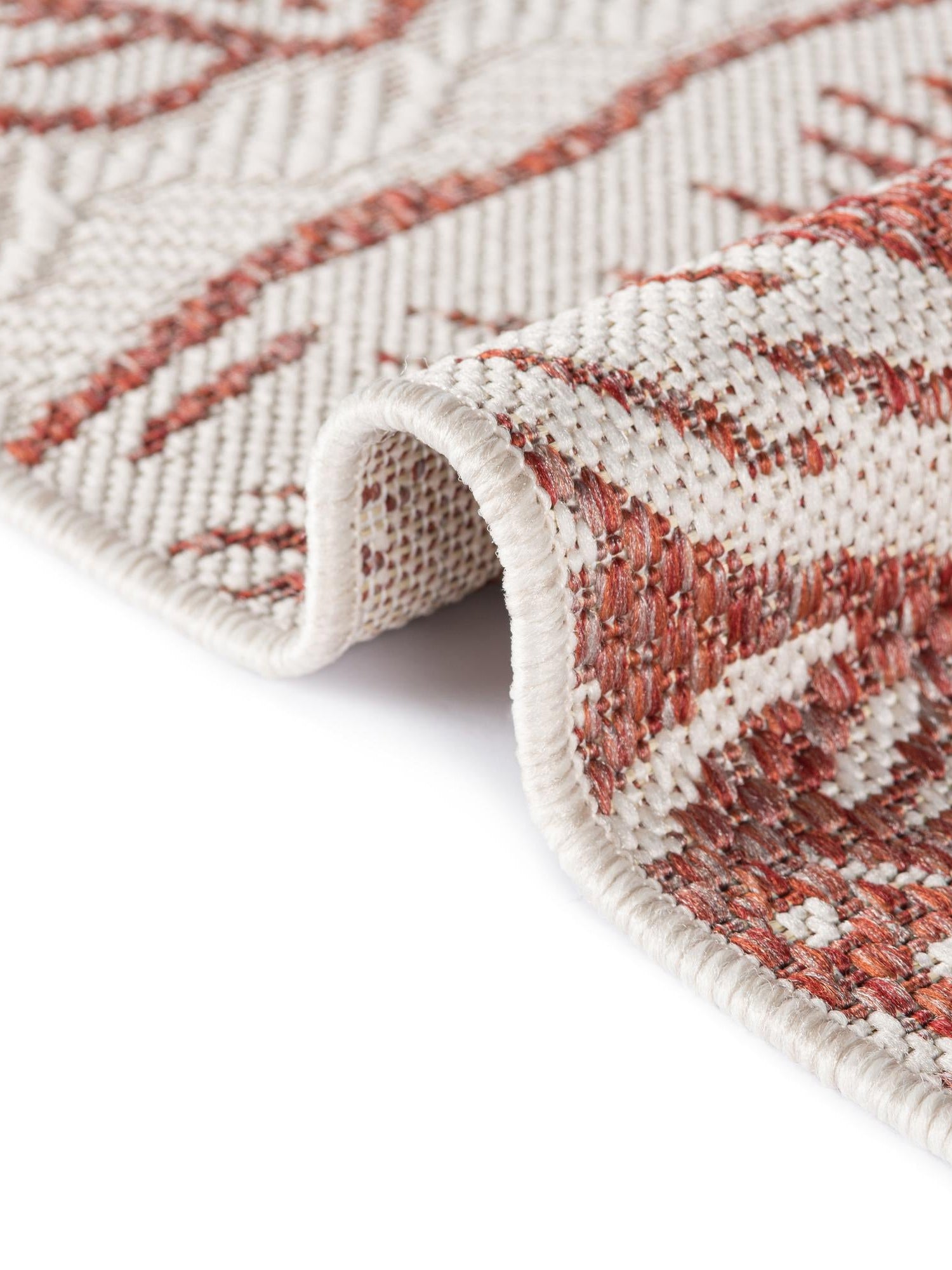 Ivory Red 7' 10 x 10' Outdoor Coastal Rectangle Area Rug Weather Resistant for Patio, Deck, Terrace, Balcony, Porch 100% Polypropylene Coastal Decor Carpet for Sale at Rug Engine