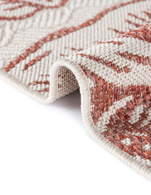 Ivory Rust Red 10' x 14' 1 Outdoor Coastal Rectangle Area Rug Weather Resistant for Patio, Deck, Terrace, Balcony, Porch 100% Polypropylene Coastal Decor Carpet for Sale at Rug Engine