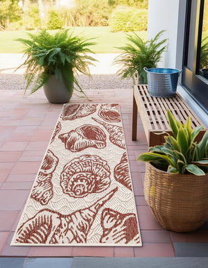 Ivory Red 2' x 4' 1 Outdoor Coastal Runner Area Rug Weather Resistant for Patio, Deck, Terrace, Balcony, Porch 100% Polypropylene Coastal Decor Carpet for Sale at Rug Engine