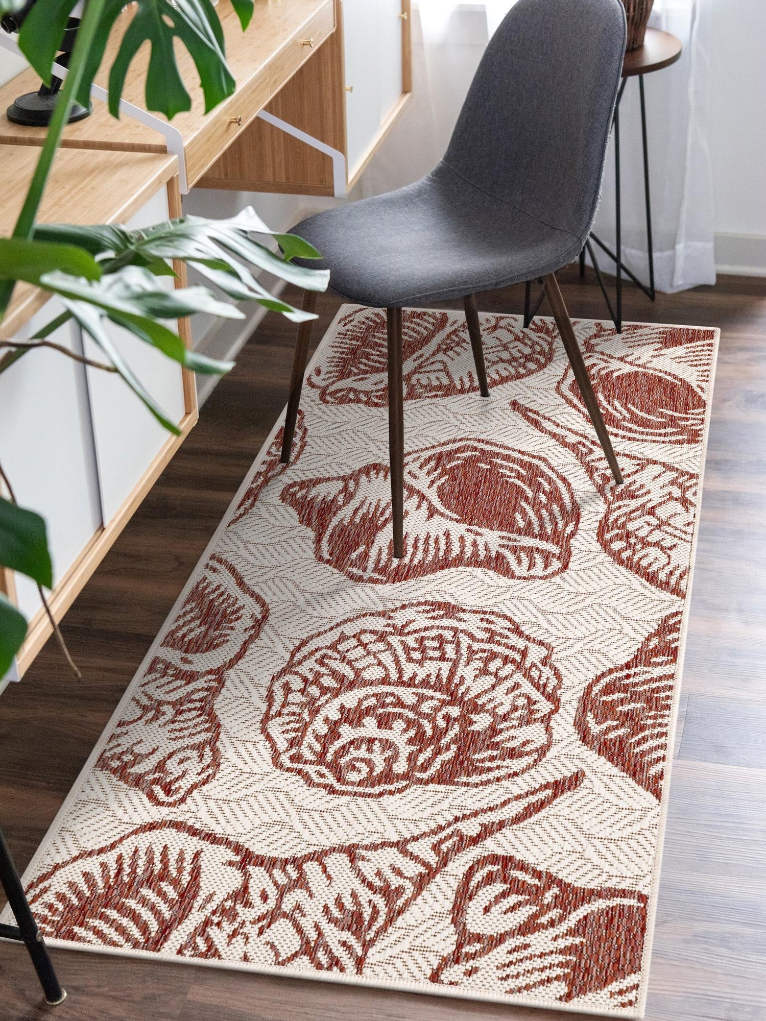 Ivory Red 2' x 5' 3 Outdoor Coastal Runner Area Rug Weather Resistant for Patio, Deck, Terrace, Balcony, Porch 100% Polypropylene Coastal Decor Carpet for Sale at Rug Engine