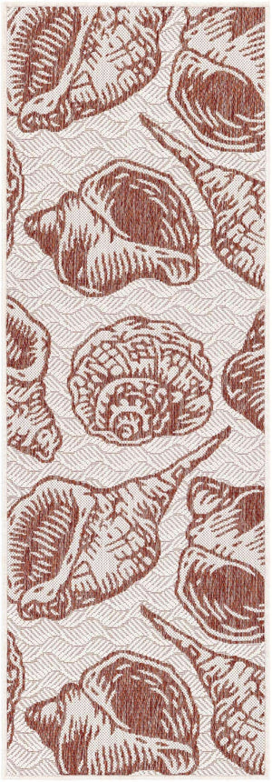 Ivory Red 2' x 6' 1 Outdoor Coastal Runner Area Rug Weather Resistant for Patio, Deck, Terrace, Balcony, Porch 100% Polypropylene Coastal Decor Carpet for Sale at Rug Engine