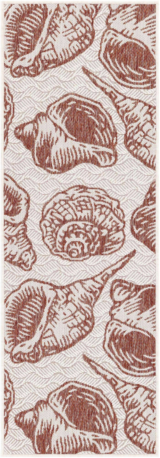 Ivory Red 2' x 6' 1 Outdoor Coastal Runner Area Rug Weather Resistant for Patio, Deck, Terrace, Balcony, Porch 100% Polypropylene Coastal Decor Carpet for Sale at Rug Engine