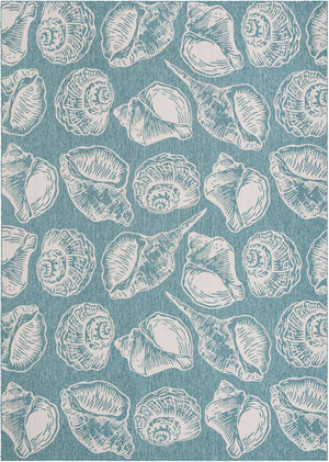 Aqua 10' x 14' 1 Outdoor Coastal Rectangle Area Rug Weather Resistant for Patio, Deck, Terrace, Balcony, Porch 100% Polypropylene Coastal Decor Carpet for Sale at Rug Engine