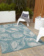 Aqua 10' x 14' 1 Outdoor Coastal Rectangle Area Rug Weather Resistant for Patio, Deck, Terrace, Balcony, Porch 100% Polypropylene Coastal Decor Carpet for Sale at Rug Engine