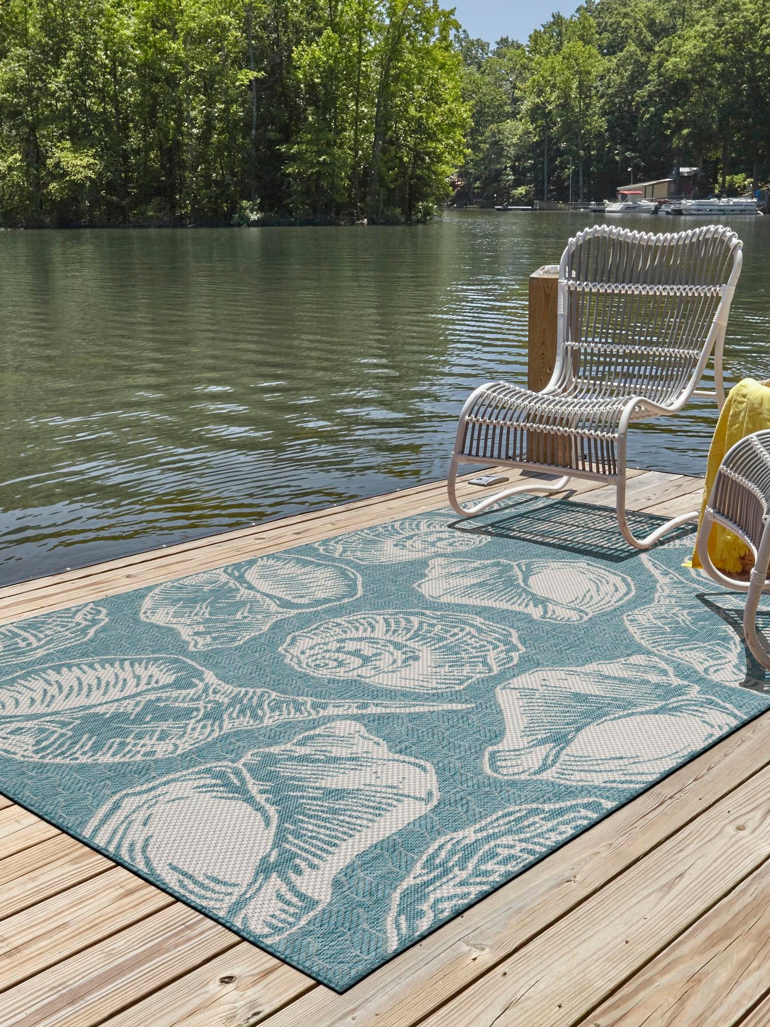 Aqua 2' x 3' 1 Outdoor Coastal Rectangle Area Rug Weather Resistant for Patio, Deck, Terrace, Balcony, Porch 100% Polypropylene Coastal Decor Carpet for Sale at Rug Engine