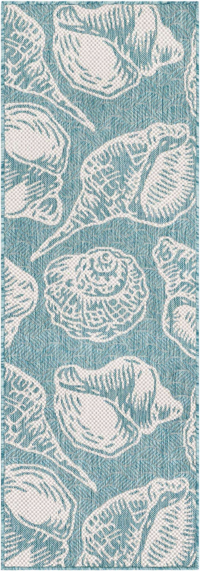 Aqua 2' x 6' 1 Outdoor Coastal Runner Area Rug Weather Resistant for Patio, Deck, Terrace, Balcony, Porch 100% Polypropylene Coastal Decor Carpet for Sale at Rug Engine