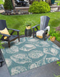 Aqua 7' 10 x 7' 10 Outdoor Coastal Square Area Rug Weather Resistant for Patio, Deck, Terrace, Balcony, Porch 100% Polypropylene Coastal Decor Carpet for Sale at Rug Engine