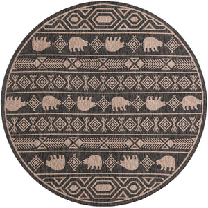 Black 10' x 10' Outdoor Southwestern Round Area Rug Weather Resistant for Patio, Deck, Terrace, Balcony, Porch 100% Polypropylene Rustic Waterproof Carpet for Sale at Rug Engine