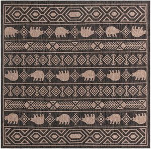 Black 10' x 10' Outdoor Southwestern Square Area Rug Weather Resistant for Patio, Deck, Terrace, Balcony, Porch 100% Polypropylene Rustic Waterproof Carpet for Sale at Rug Engine
