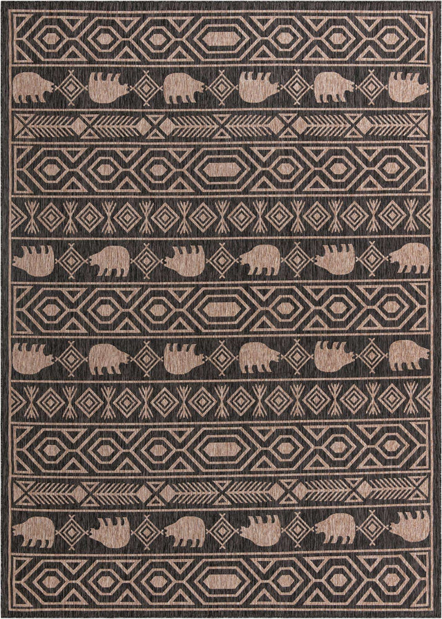 Black 10' x 14' 1 Outdoor Southwestern Rectangle Area Rug Weather Resistant for Patio, Deck, Terrace, Balcony, Porch 100% Polypropylene Rustic Waterproof Carpet for Sale at Rug Engine
