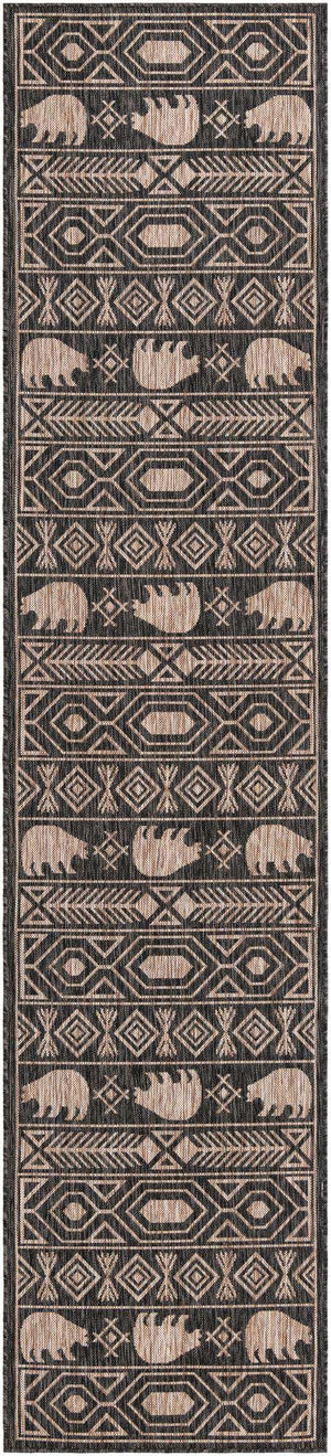 Black 2' 7 x 12' Outdoor Southwestern Runner Area Rug Weather Resistant for Patio, Deck, Terrace, Balcony, Porch 100% Polypropylene Rustic Waterproof Carpet for Sale at Rug Engine