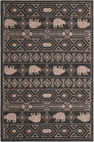 Black 5' 3 x 8' Outdoor Southwestern Rectangle Area Rug Weather Resistant for Patio, Deck, Terrace, Balcony, Porch 100% Polypropylene Rustic Waterproof Carpet for Sale at Rug Engine