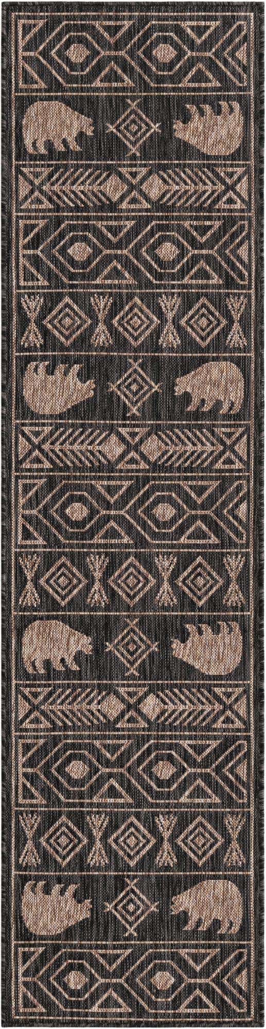 Black 2' x 8' Outdoor Southwestern Runner Area Rug Weather Resistant for Patio, Deck, Terrace, Balcony, Porch 100% Polypropylene Rustic Waterproof Carpet for Sale at Rug Engine