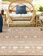 Taupe 10' x 10' Outdoor Southwestern Square Area Rug Weather Resistant for Patio, Deck, Terrace, Balcony, Porch 100% Polypropylene Rustic Waterproof Carpet for Sale at Rug Engine