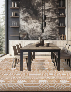 Taupe 7' 10 x 7' 10 Outdoor Southwestern Square Area Rug Weather Resistant for Patio, Deck, Terrace, Balcony, Porch 100% Polypropylene Rustic Waterproof Carpet for Sale at Rug Engine