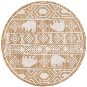 Taupe 3' 1 x 3' 1 Outdoor Southwestern Round Area Rug Weather Resistant for Patio, Deck, Terrace, Balcony, Porch 100% Polypropylene Rustic Waterproof Carpet for Sale at Rug Engine