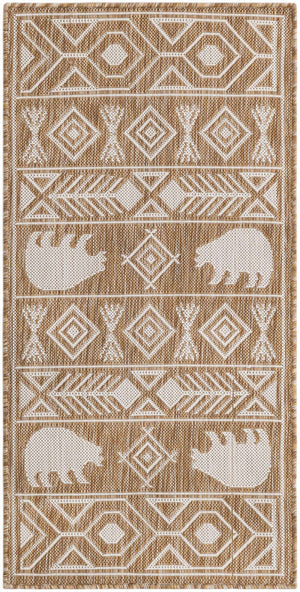 Taupe 2' x 4' 1 Outdoor Southwestern Runner Area Rug Weather Resistant for Patio, Deck, Terrace, Balcony, Porch 100% Polypropylene Rustic Waterproof Carpet for Sale at Rug Engine