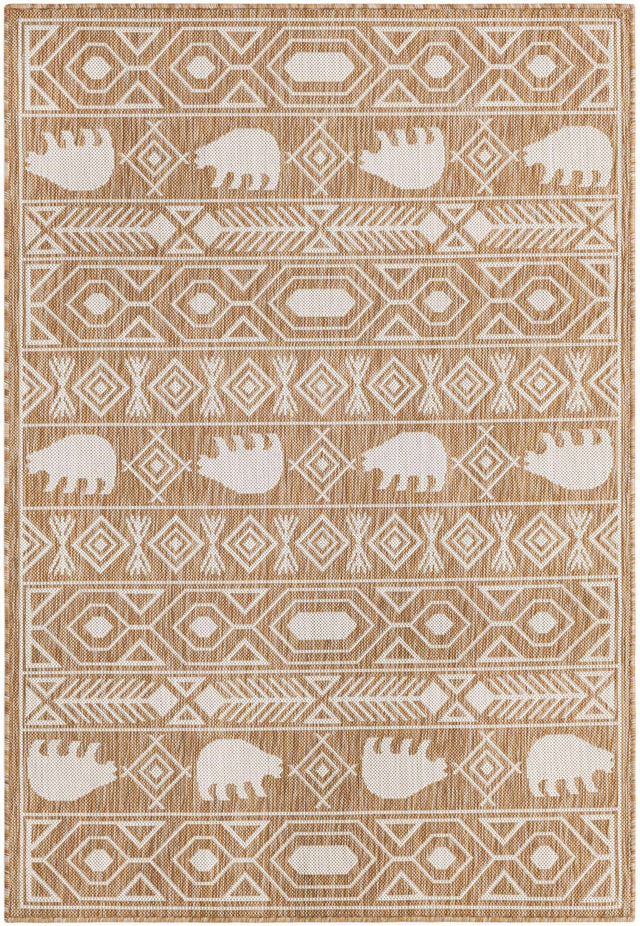 Taupe 4' 1 x 6' 1 Outdoor Southwestern Rectangle Area Rug Weather Resistant for Patio, Deck, Terrace, Balcony, Porch 100% Polypropylene Rustic Waterproof Carpet for Sale at Rug Engine