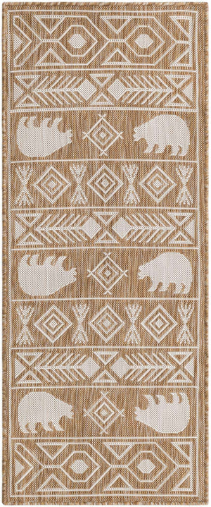 Taupe 2' x 5' 3 Outdoor Southwestern Runner Area Rug Weather Resistant for Patio, Deck, Terrace, Balcony, Porch 100% Polypropylene Rustic Waterproof Carpet for Sale at Rug Engine