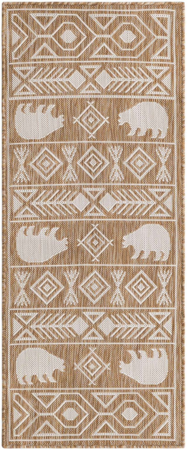 Taupe 2' x 5' 3 Outdoor Southwestern Runner Area Rug Weather Resistant for Patio, Deck, Terrace, Balcony, Porch 100% Polypropylene Rustic Waterproof Carpet for Sale at Rug Engine