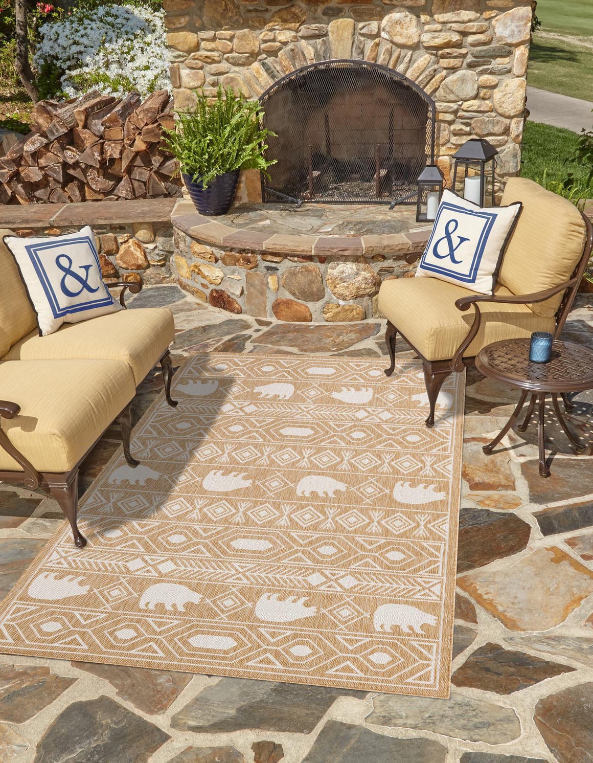 Taupe 2' x 3' 1 Outdoor Southwestern Rectangle Area Rug Weather Resistant for Patio, Deck, Terrace, Balcony, Porch 100% Polypropylene Rustic Waterproof Carpet for Sale at Rug Engine