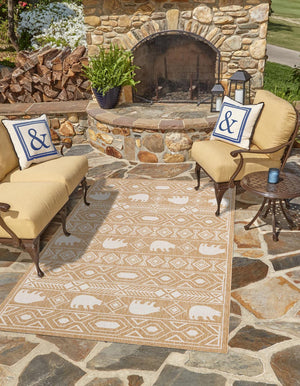 Taupe 2' x 3' 1 Outdoor Southwestern Rectangle Area Rug Weather Resistant for Patio, Deck, Terrace, Balcony, Porch 100% Polypropylene Rustic Waterproof Carpet for Sale at Rug Engine