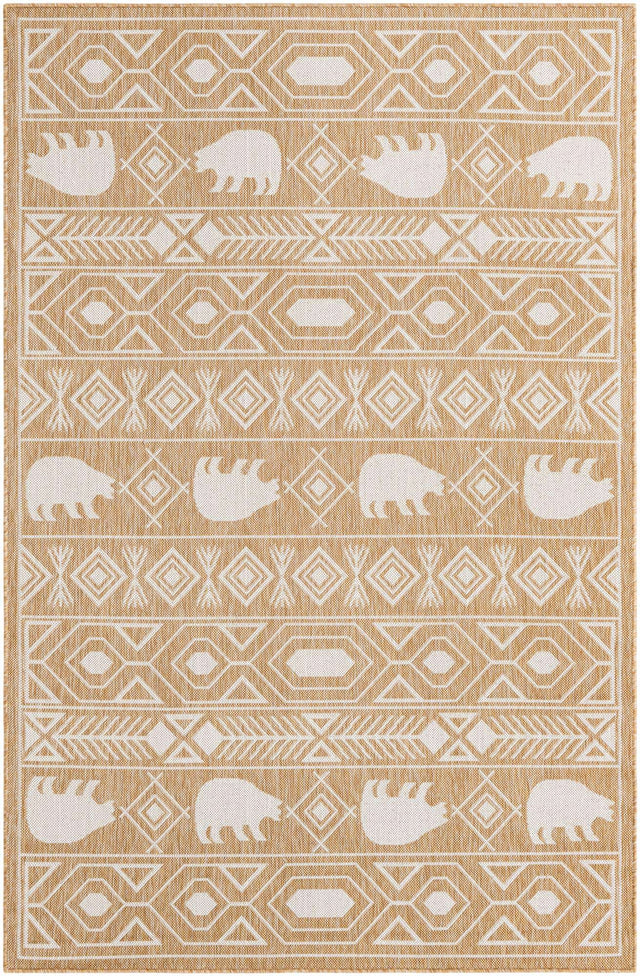 Taupe 5' 3 x 8' Outdoor Southwestern Rectangle Area Rug Weather Resistant for Patio, Deck, Terrace, Balcony, Porch 100% Polypropylene Rustic Waterproof Carpet for Sale at Rug Engine