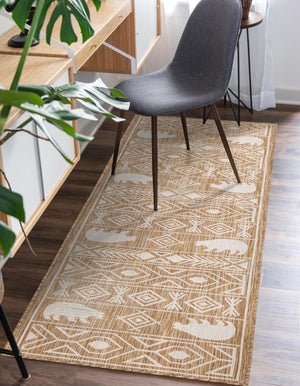 Taupe 2' 7 x 12' Outdoor Southwestern Runner Area Rug Weather Resistant for Patio, Deck, Terrace, Balcony, Porch 100% Polypropylene Rustic Waterproof Carpet for Sale at Rug Engine