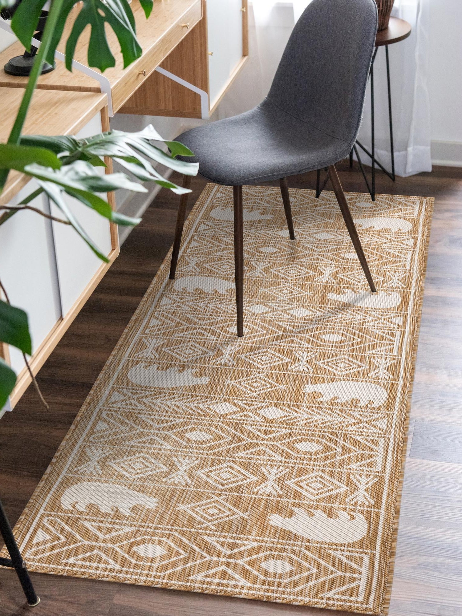 Taupe 2' x 8' Outdoor Southwestern Runner Area Rug Weather Resistant for Patio, Deck, Terrace, Balcony, Porch 100% Polypropylene Rustic Waterproof Carpet for Sale at Rug Engine