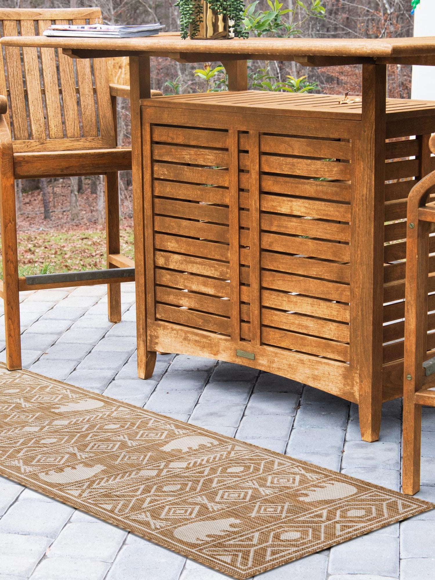 Taupe 2' x 5' 3 Outdoor Southwestern Runner Area Rug Weather Resistant for Patio, Deck, Terrace, Balcony, Porch 100% Polypropylene Rustic Waterproof Carpet for Sale at Rug Engine