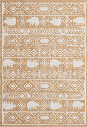 Taupe 6' 1 x 9' Outdoor Southwestern Rectangle Area Rug Weather Resistant for Patio, Deck, Terrace, Balcony, Porch 100% Polypropylene Rustic Waterproof Carpet for Sale at Rug Engine