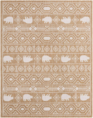 Taupe 7' 10 x 10' Outdoor Southwestern Rectangle Area Rug Weather Resistant for Patio, Deck, Terrace, Balcony, Porch 100% Polypropylene Rustic Waterproof Carpet for Sale at Rug Engine