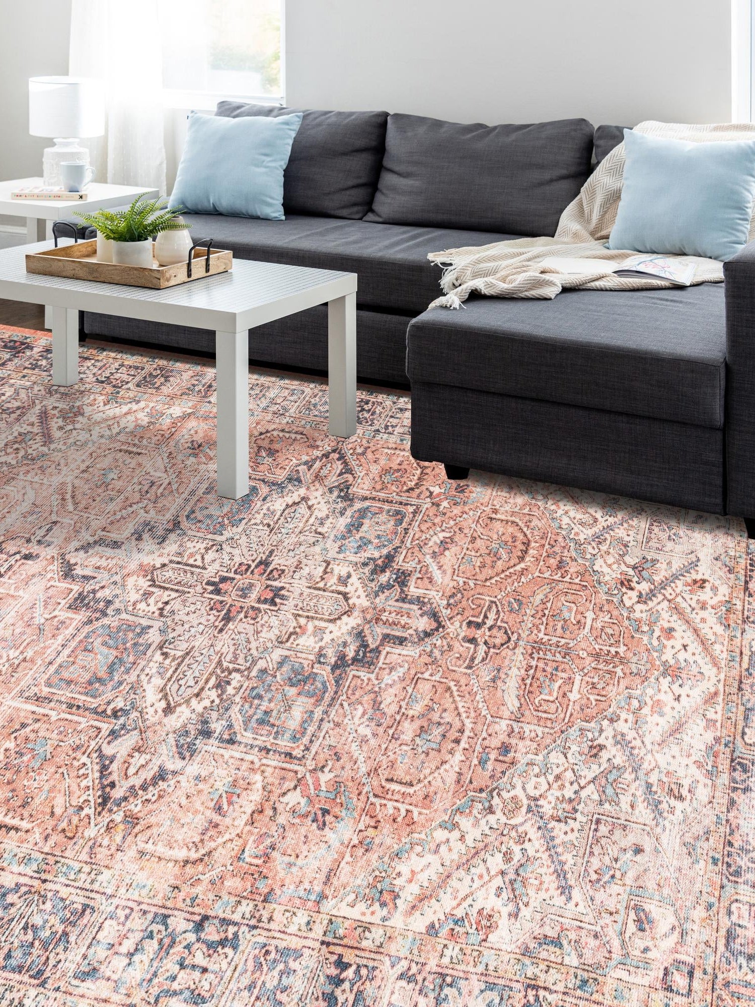 Salmon Pink 2' x 3' 1 Boutique Rectangle Area Rug Chenille Polyester Cotton Traditional Oriental Inspired Classical Carpet for Living Rooms Dining Office Space Interior Design for Sale at Rug Engine
