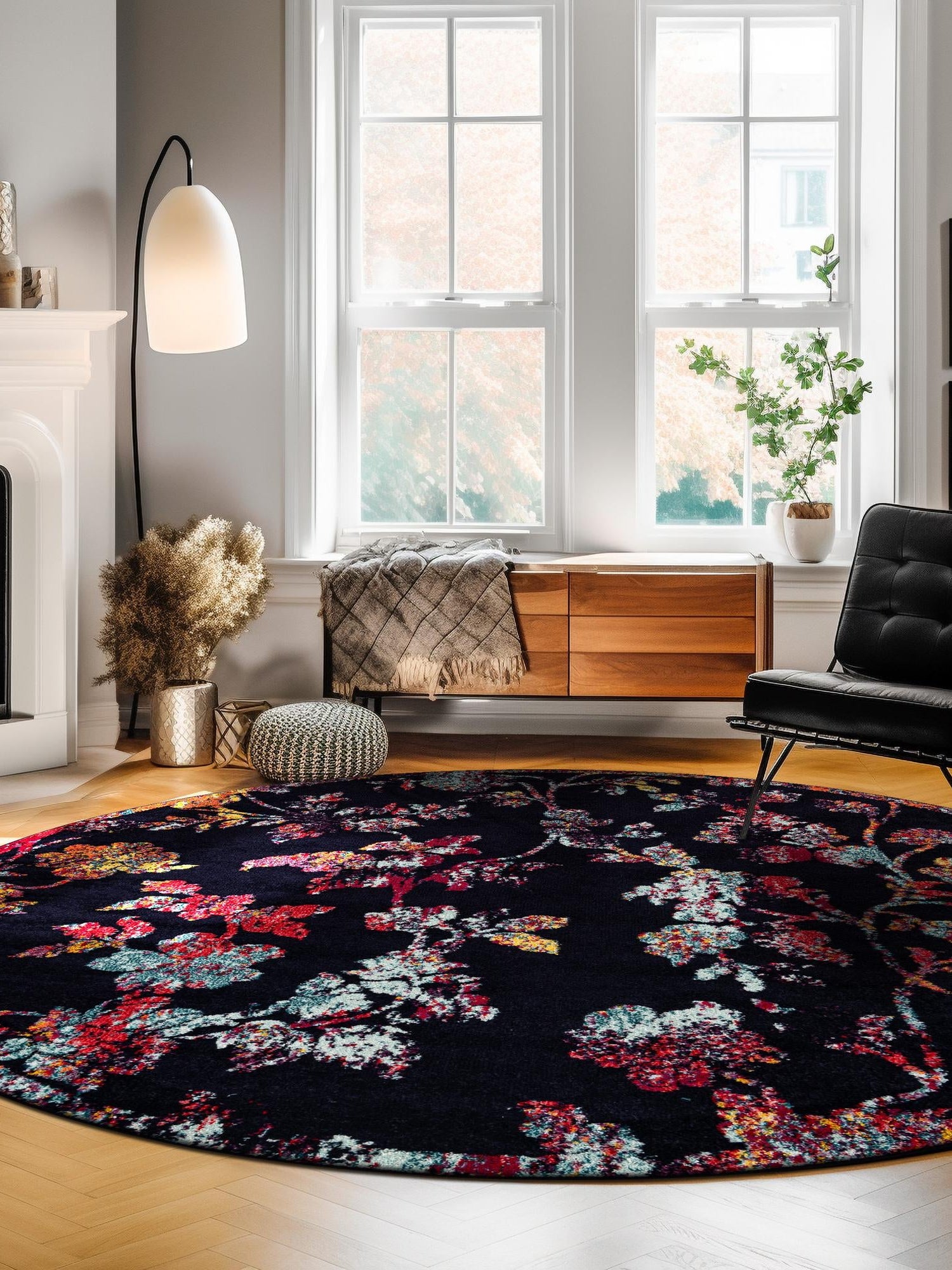 Navy Blue 5' 3 x 5' 3 Penrose Round Area Rug