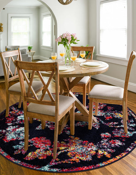 Navy Blue 7' 10 x 7' 10 Penrose Round Area Rug Classic Durable Stain Resistant Easy Clean Carpet for Traditional Indoor Home Decor for Sale at Rug Engine