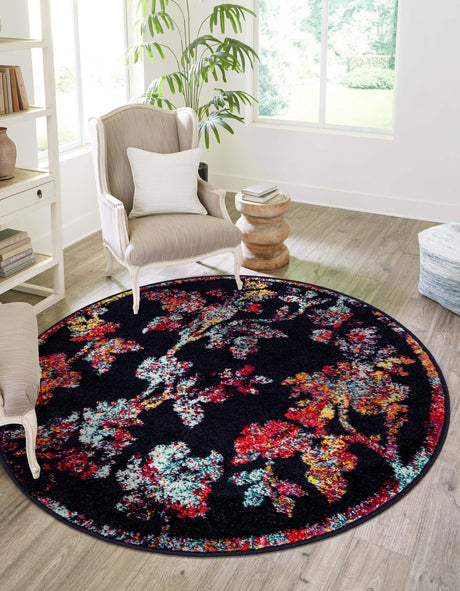 Navy Blue 5' 3 x 5' 3 Penrose Round Area Rug Classic Durable Stain Resistant Easy Clean Carpet for Traditional Indoor Home Decor for Sale at Rug Engine