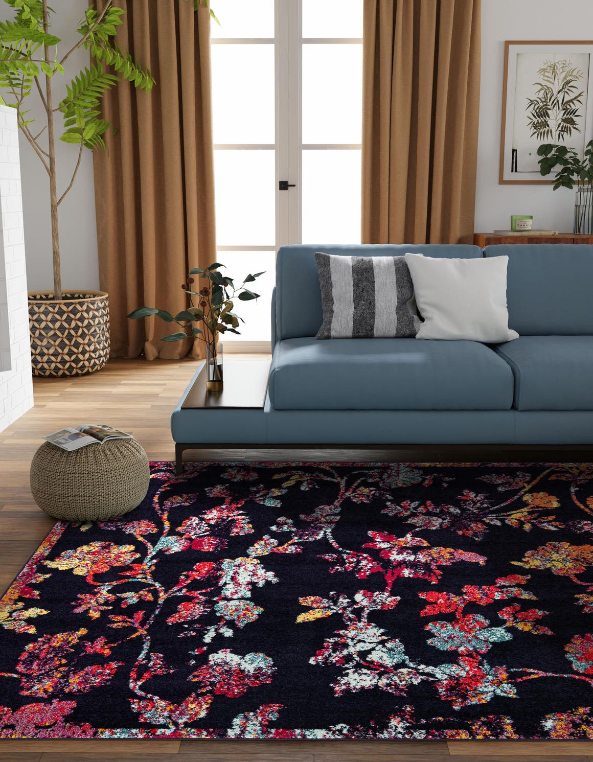 Navy Blue 7' 10 x 7' 10 Penrose Square Area Rug