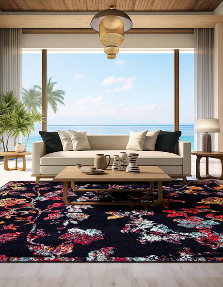 Navy Blue 7' 10 x 7' 10 Penrose Square Area Rug Classic Durable Stain Resistant Easy Clean Carpet for Traditional Indoor Home Decor for Sale at Rug Engine