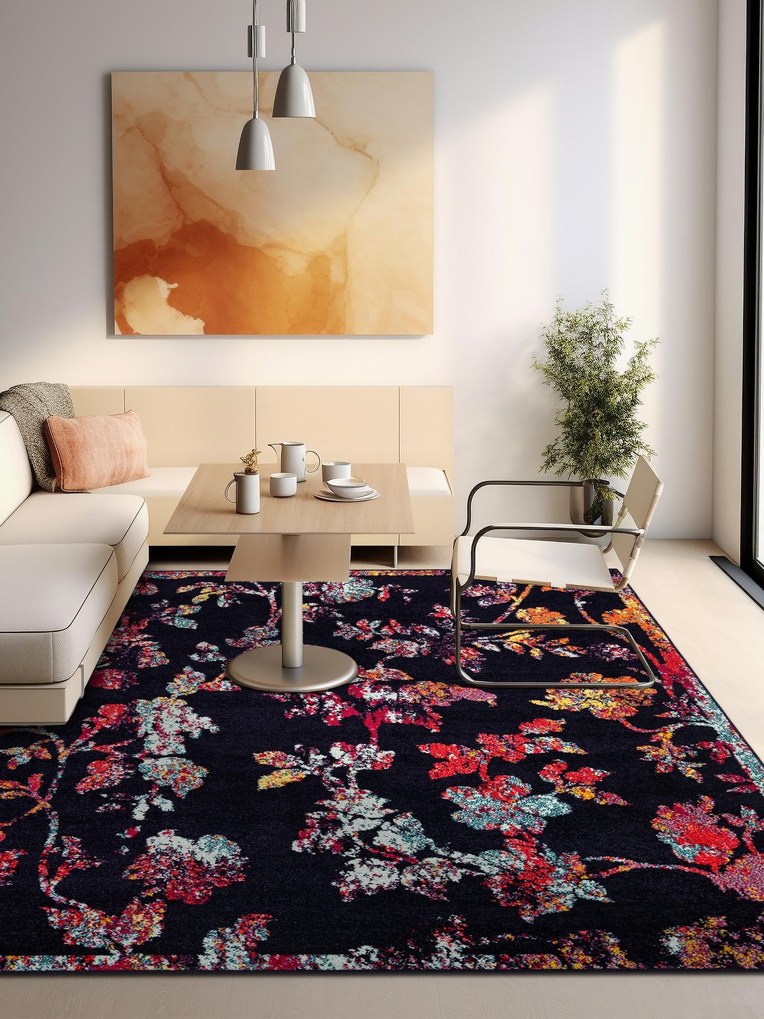 Navy Blue 7' 10 x 7' 10 Penrose Square Area Rug