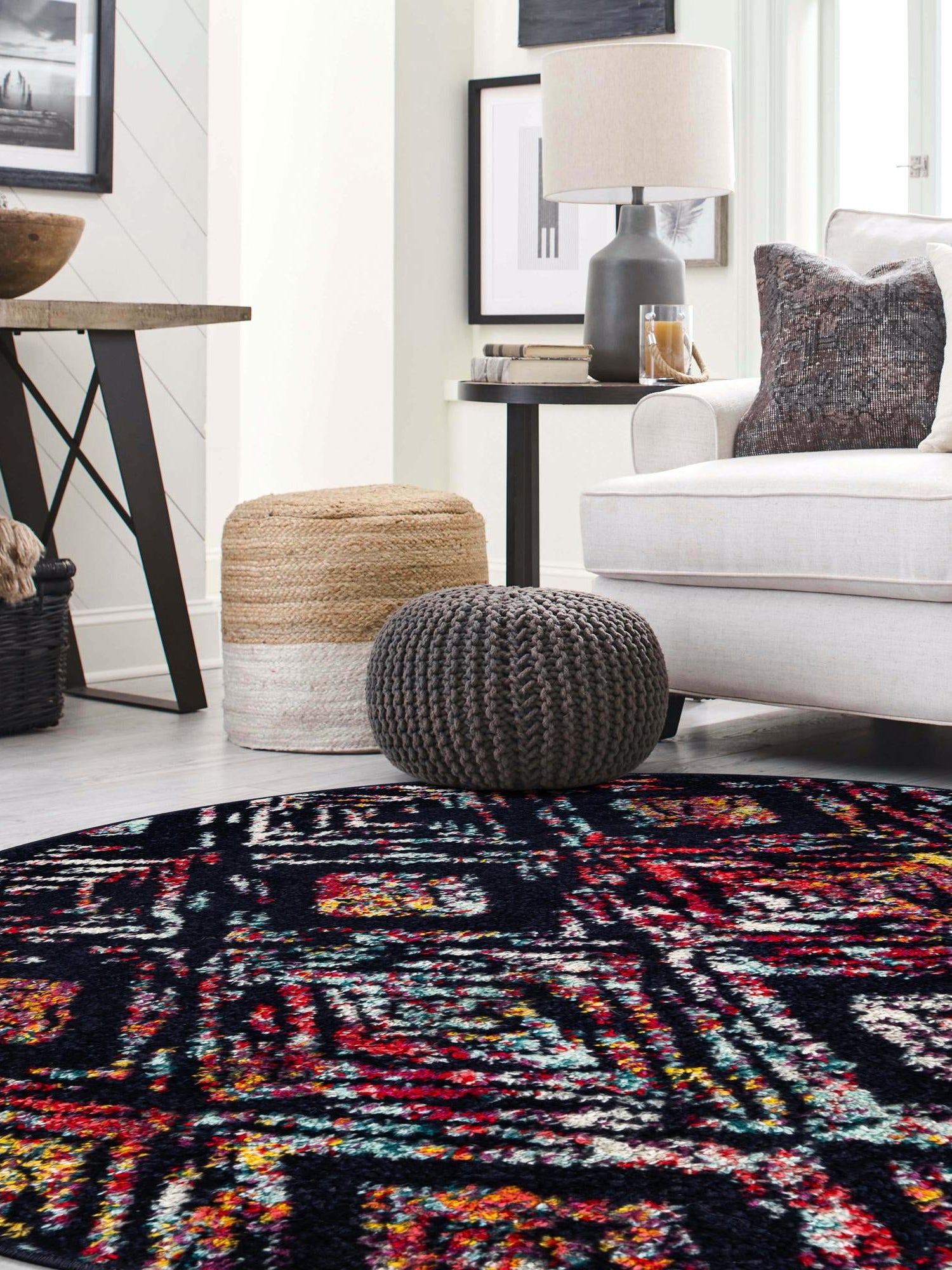 Multicolor 7' 10 x 7' 10 Penrose Round Area Rug