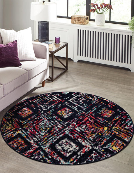 Multicolor 5' 3 x 5' 3 Penrose Round Area Rug Classic Durable Stain Resistant Easy Clean Carpet for Traditional Indoor Home Decor for Sale at Rug Engine