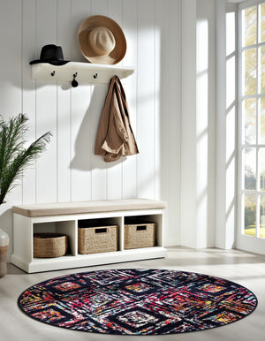 Multicolor 7' 10 x 7' 10 Penrose Round Area Rug
